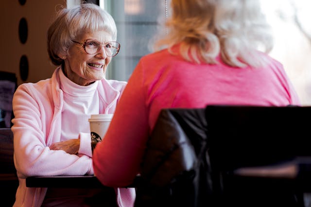 older ladies having coffee