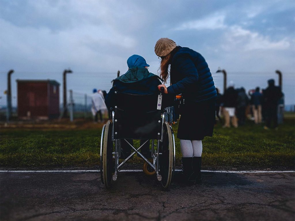 Resident outside in a wheelchair 